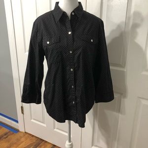 Women’s black with white polka dots XL Chaps blouse.